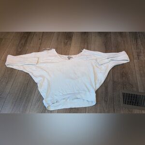 Free People Cream WaffleKnit long Sleeve Top:W butterfly sleeves: Size Small